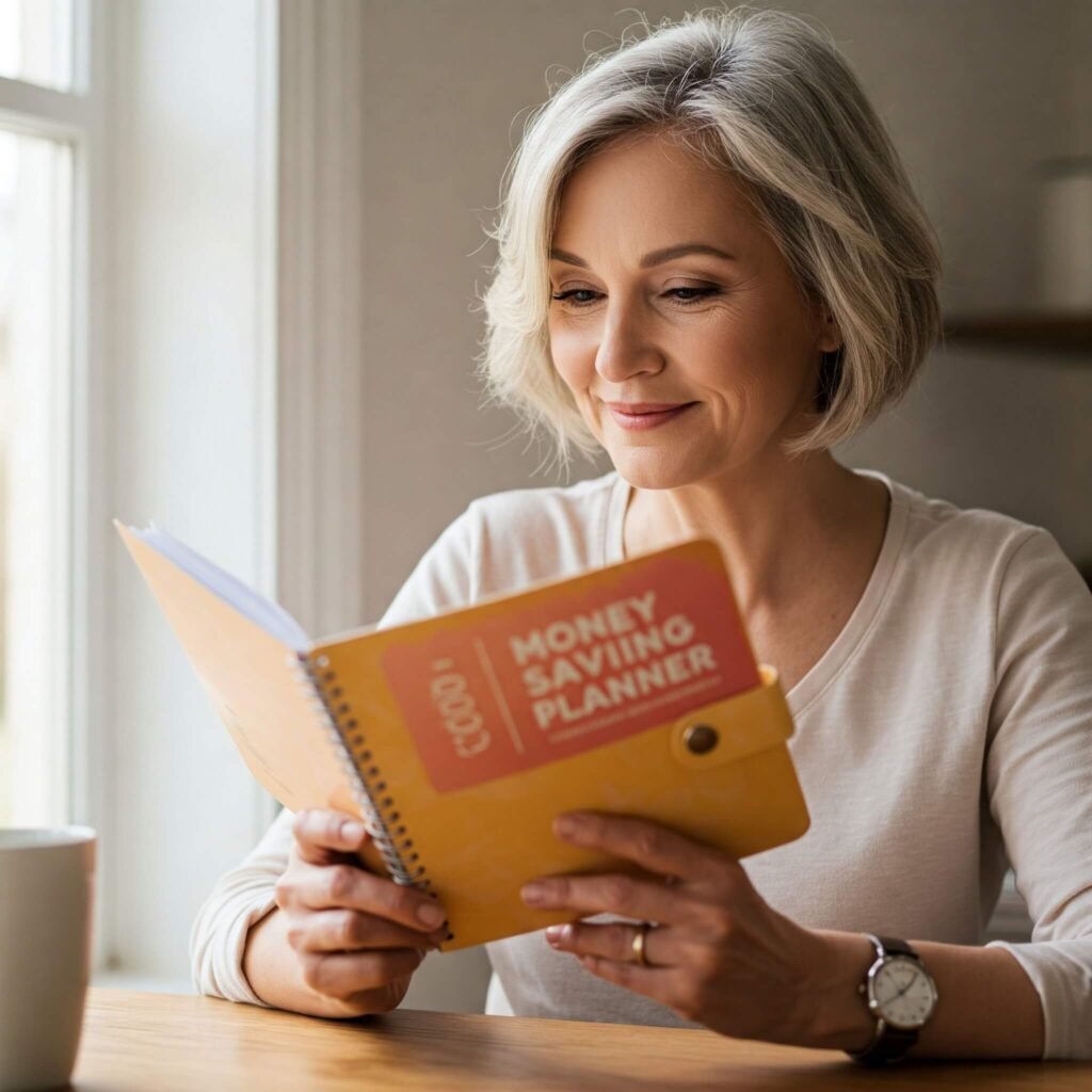 Person Smiling with Money Planner