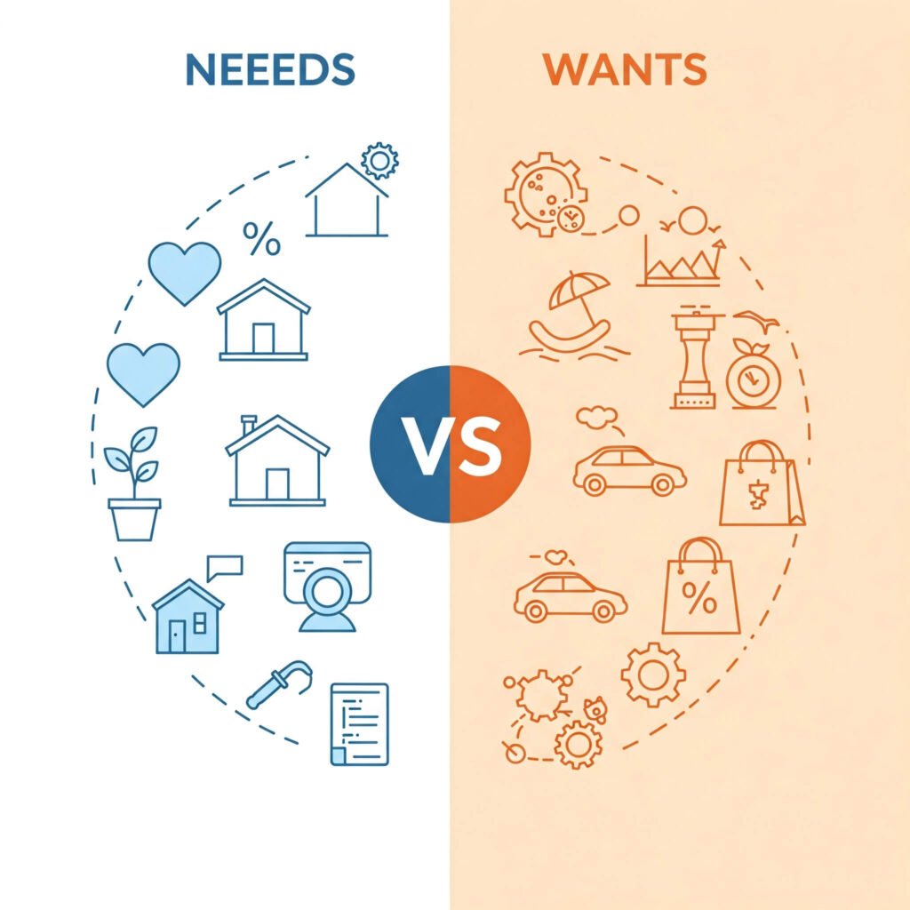 Needs versus wants graphic