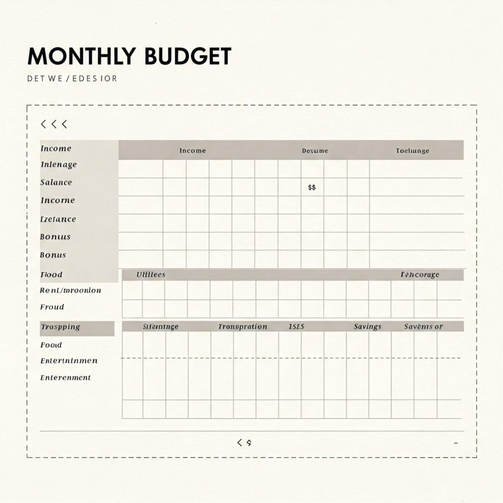 Monthly budget template with income