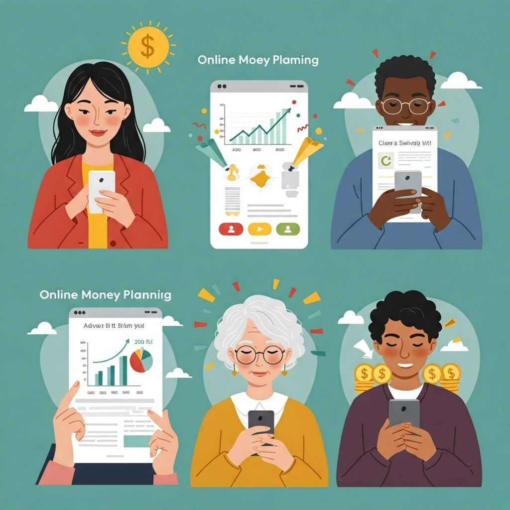 Diverse People Using Money Apps