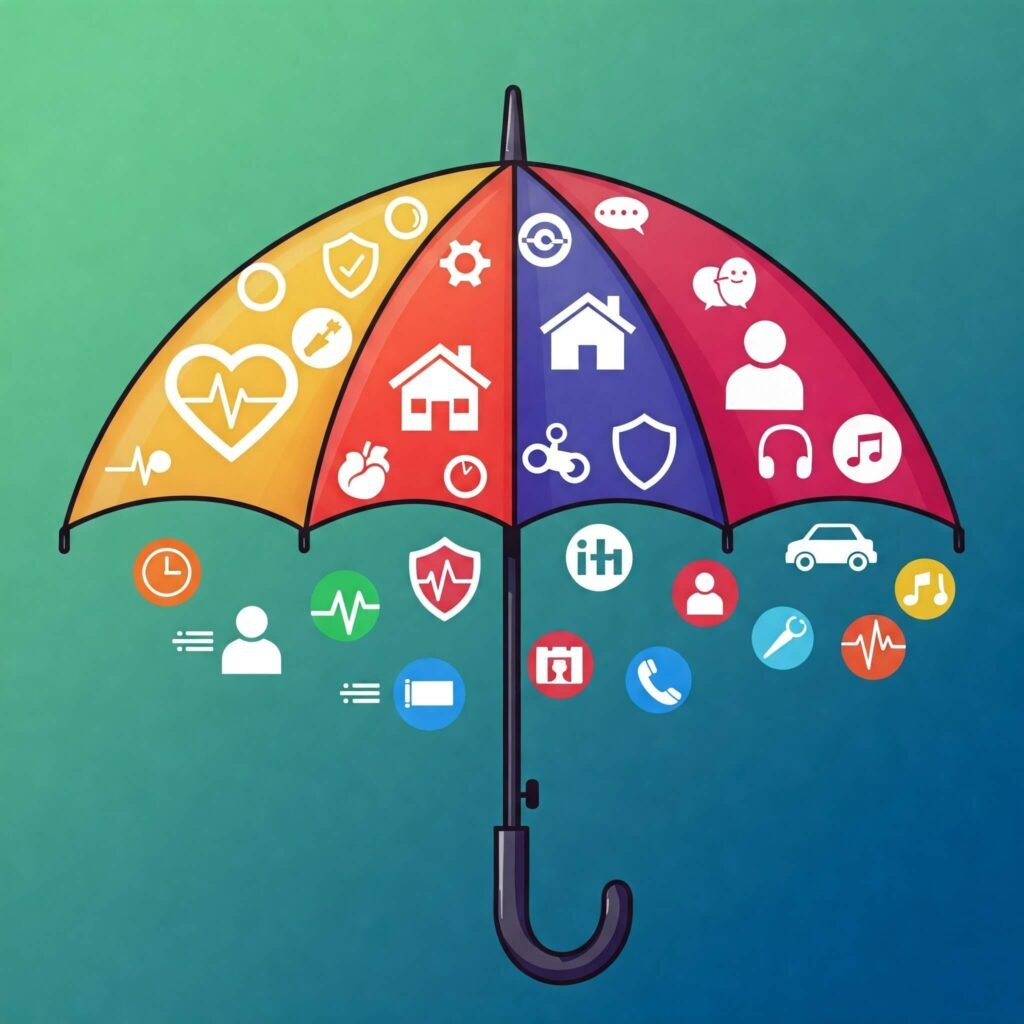 Umbrella protecting various insurance risks